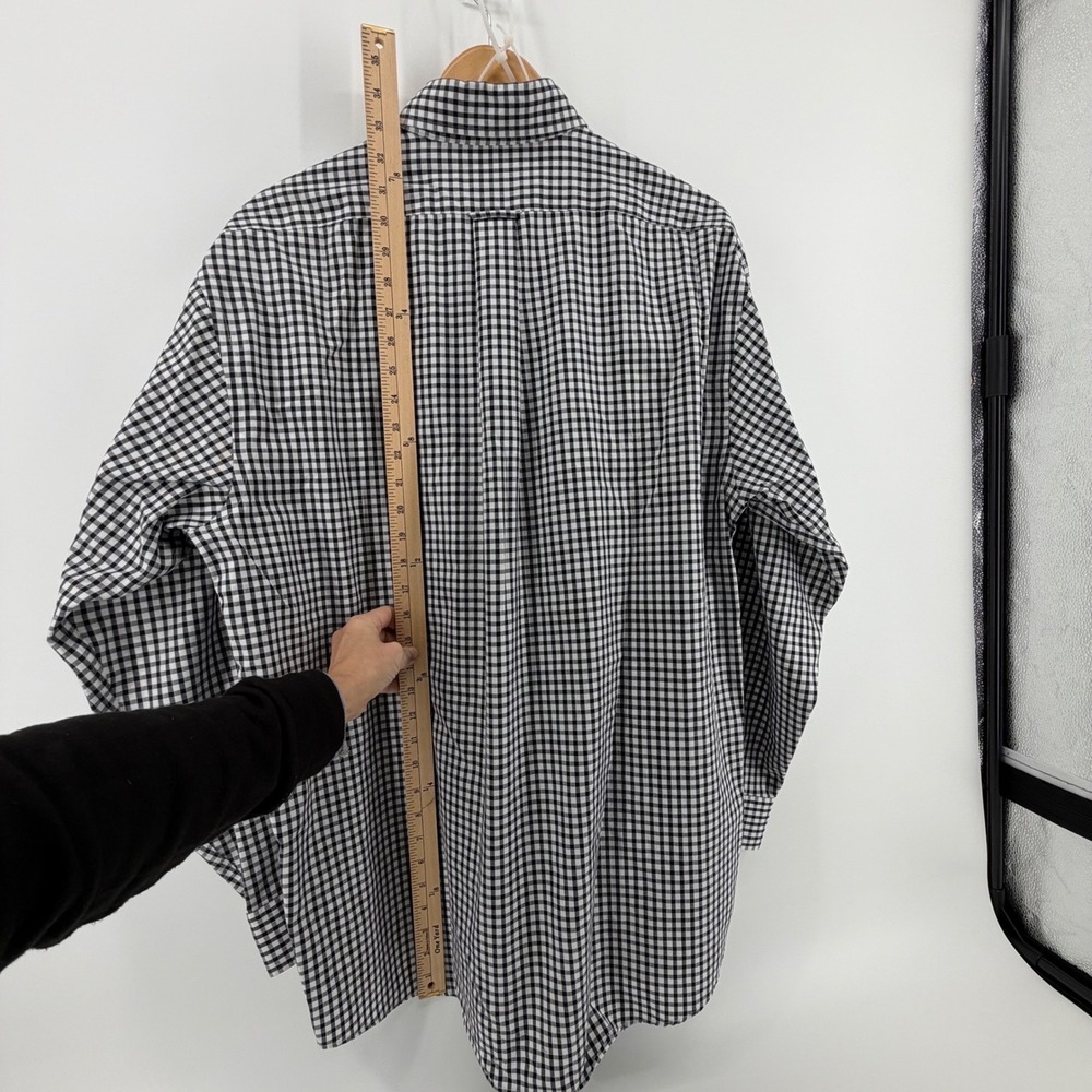 The Shirt Shop Mens Large Gingham Button Down Shirt Long Sleeve Embroidered A - Picture 8 of 13